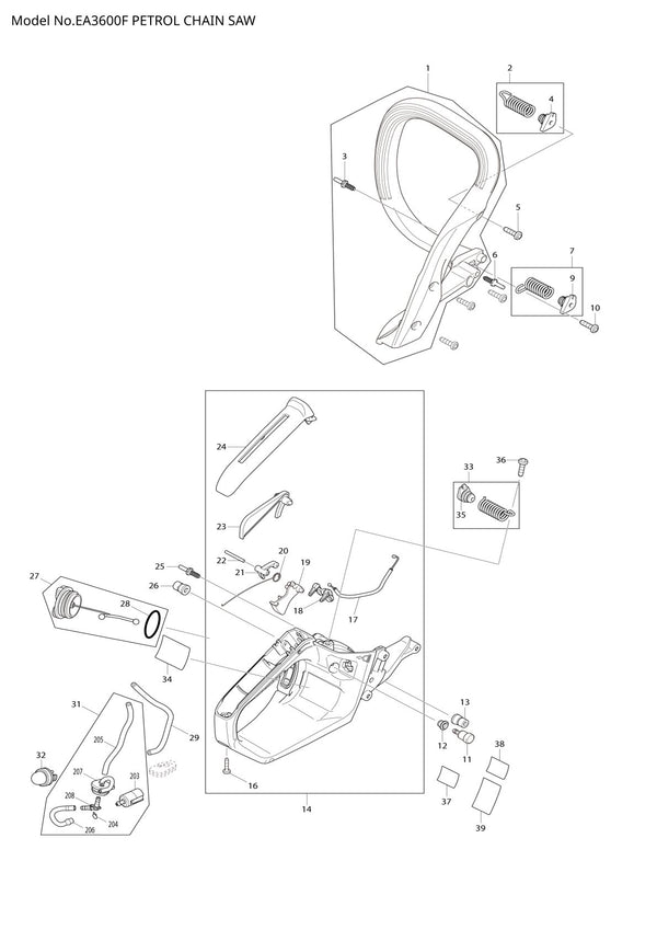 Pièces détachées tronçonneuse thermique Makita EA3600F