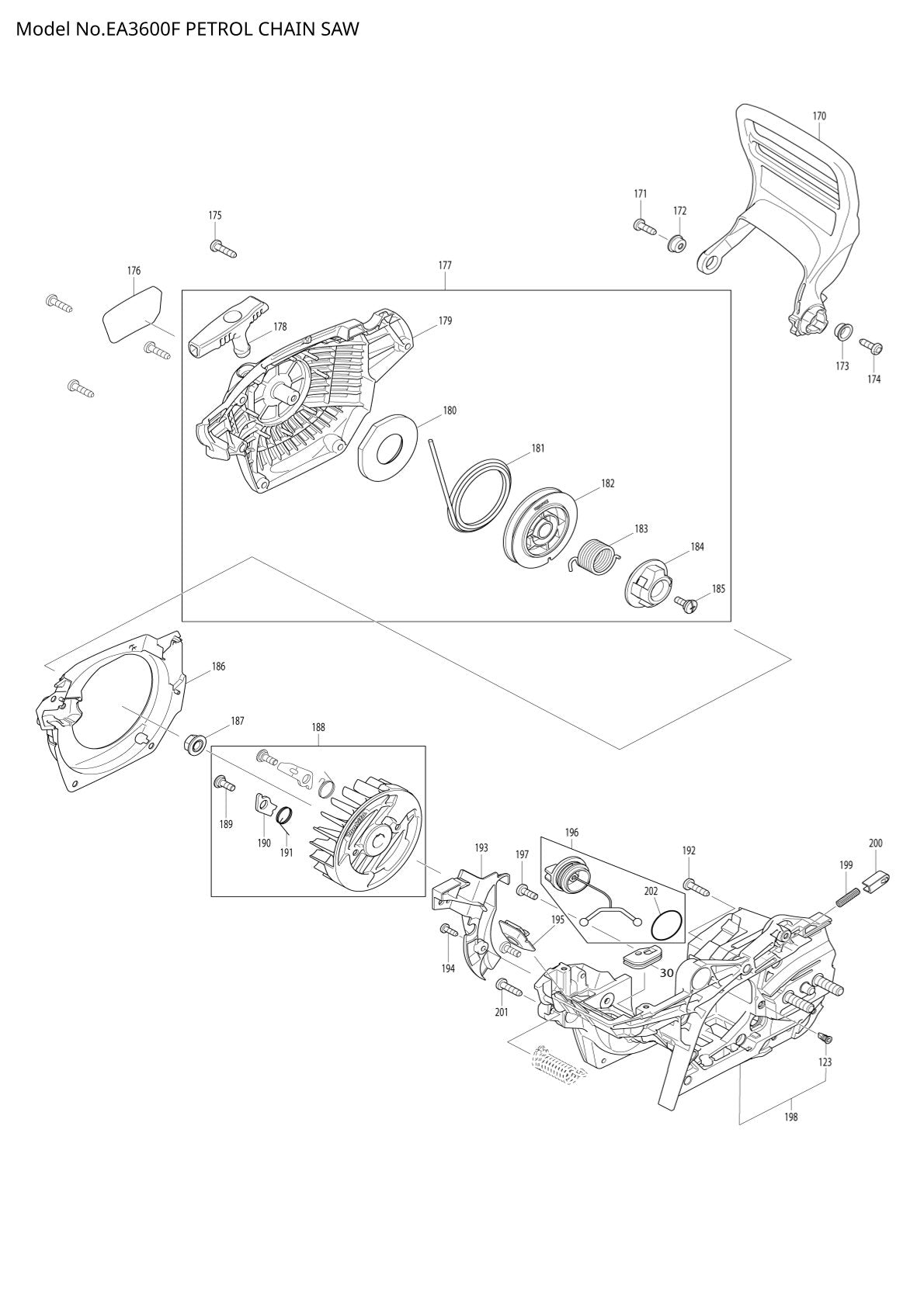 Pièces détachées tronçonneuse thermique Makita EA3600F