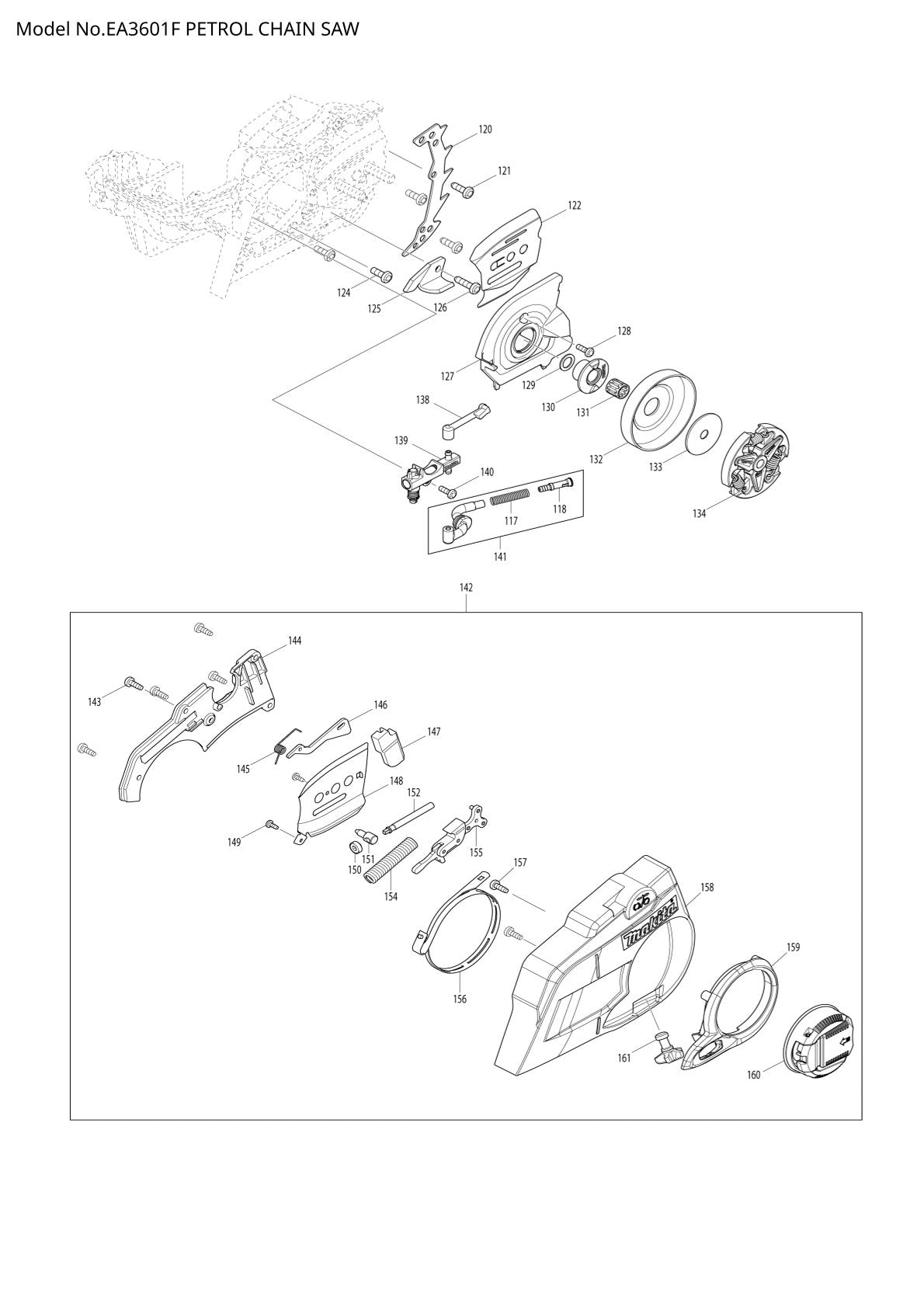 Pièces détachées tronçonneuse thermique Makita EA3601F