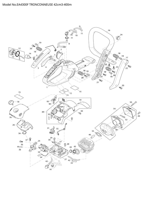 Pièces détachées tronçonneuse thermique Makita EA4300F
