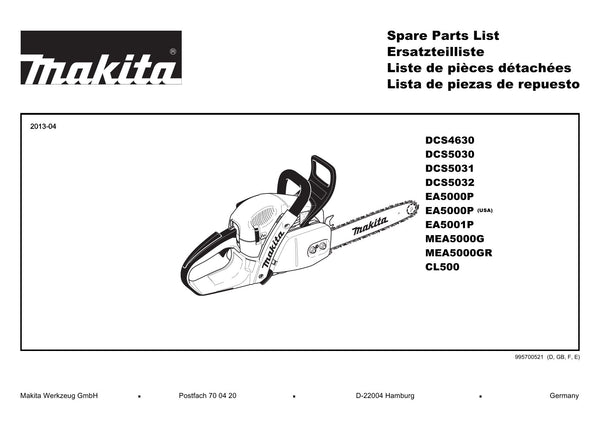 Pièces détachées tronçonneuse thermique Makita EA5000P