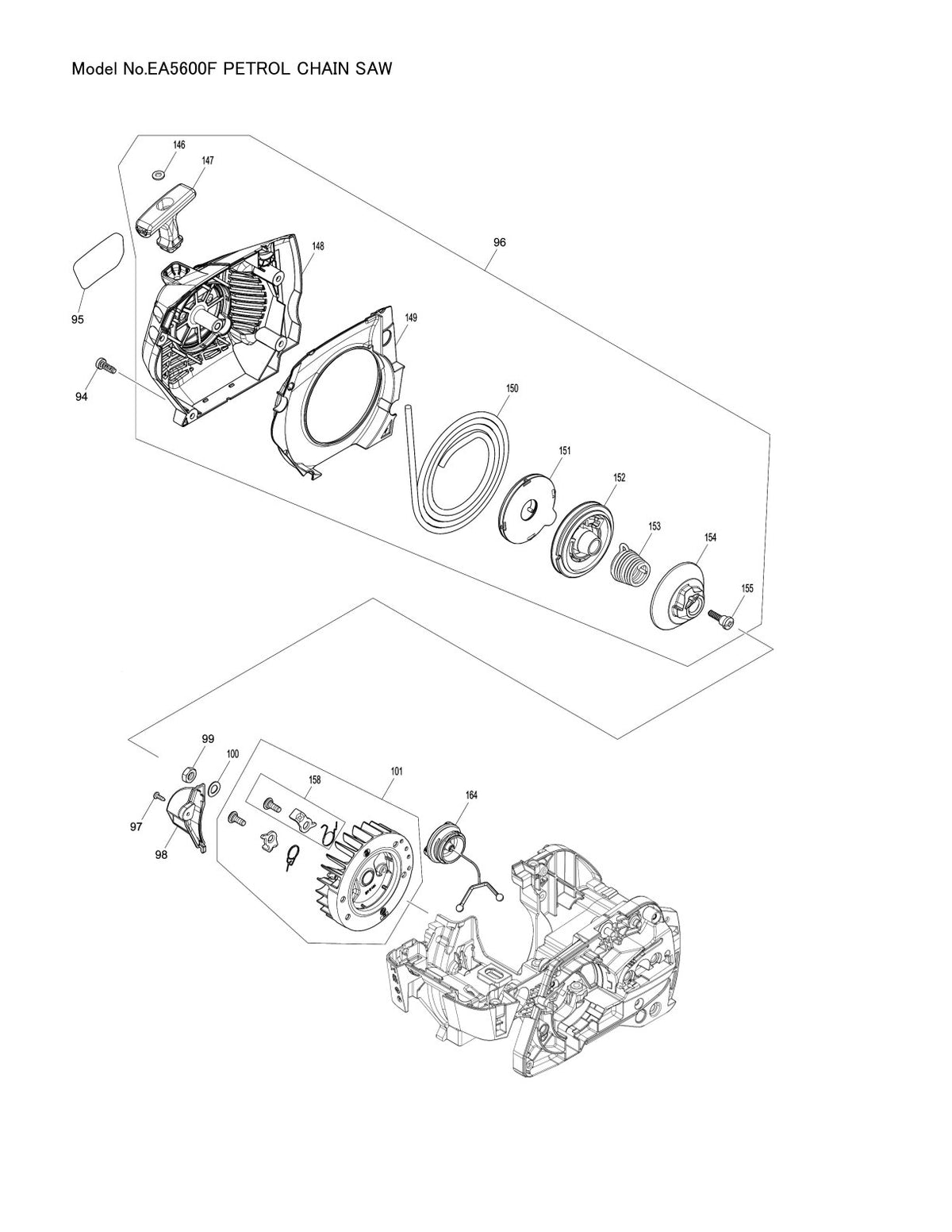 Pièces détachées tronçonneuse thermique Makita EA5600F