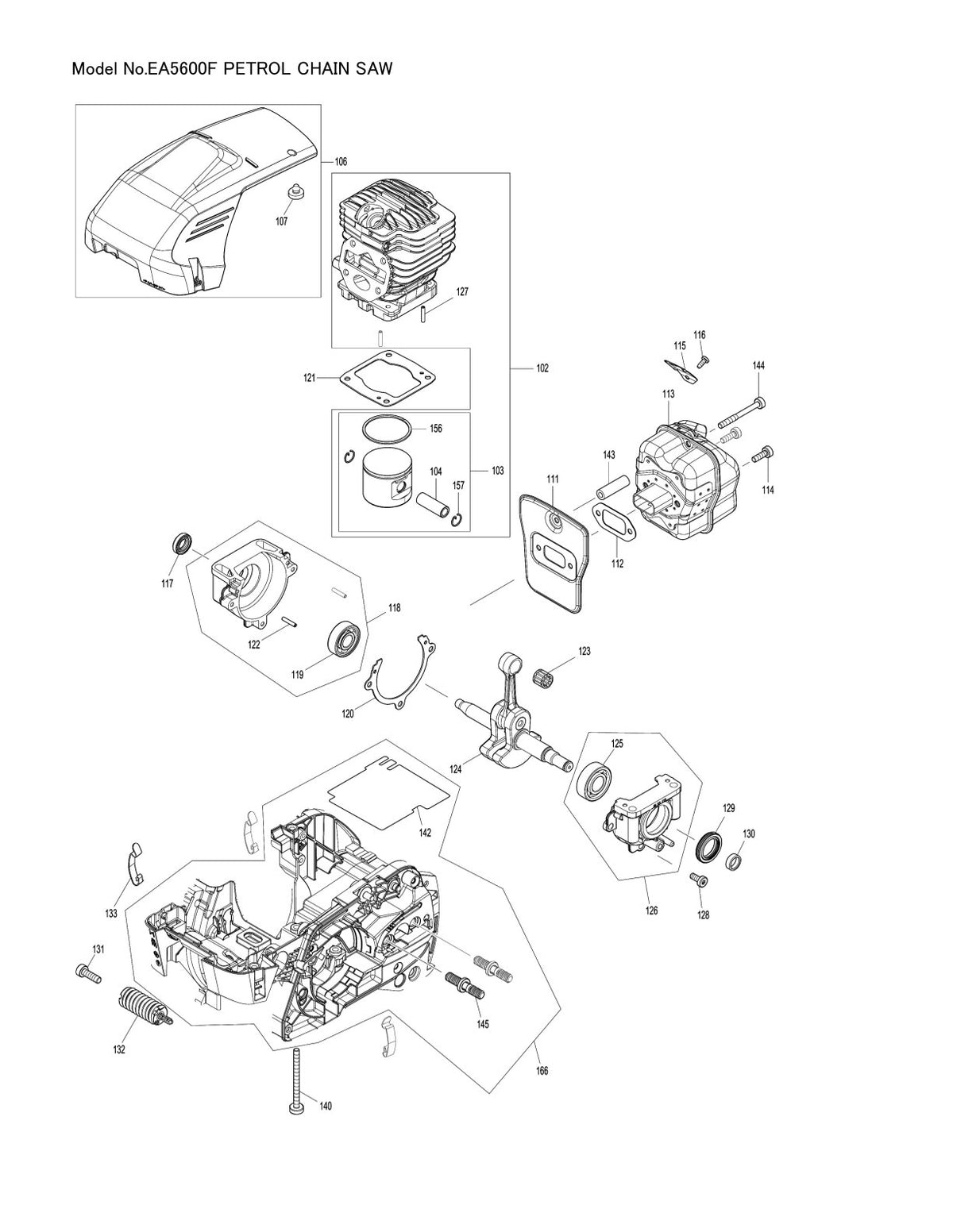 Pièces détachées tronçonneuse thermique Makita EA5600F