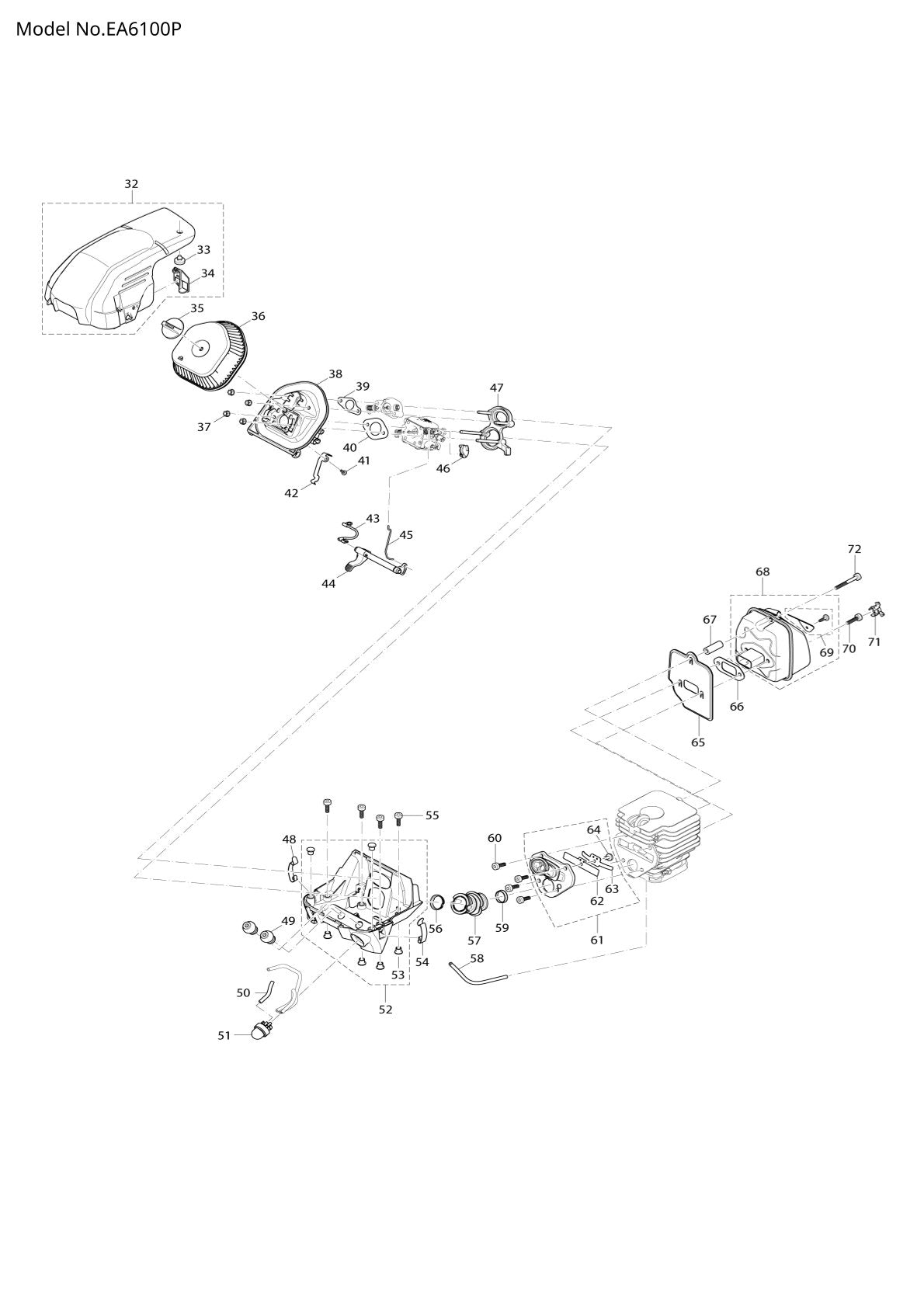 Pièces détachées tronçonneuse thermique Makita EA6100P