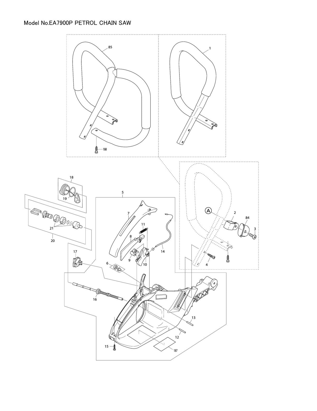 Pièces détachées tronçonneuse thermique Makita EA7900P