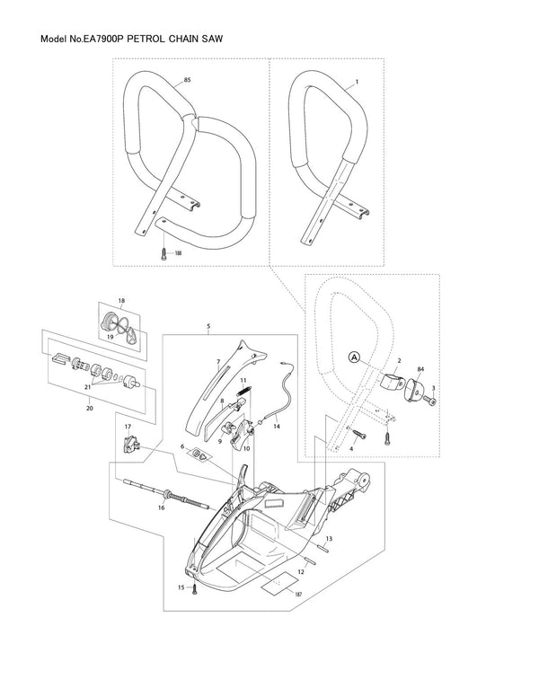Pièces détachées tronçonneuse thermique Makita EA7900P