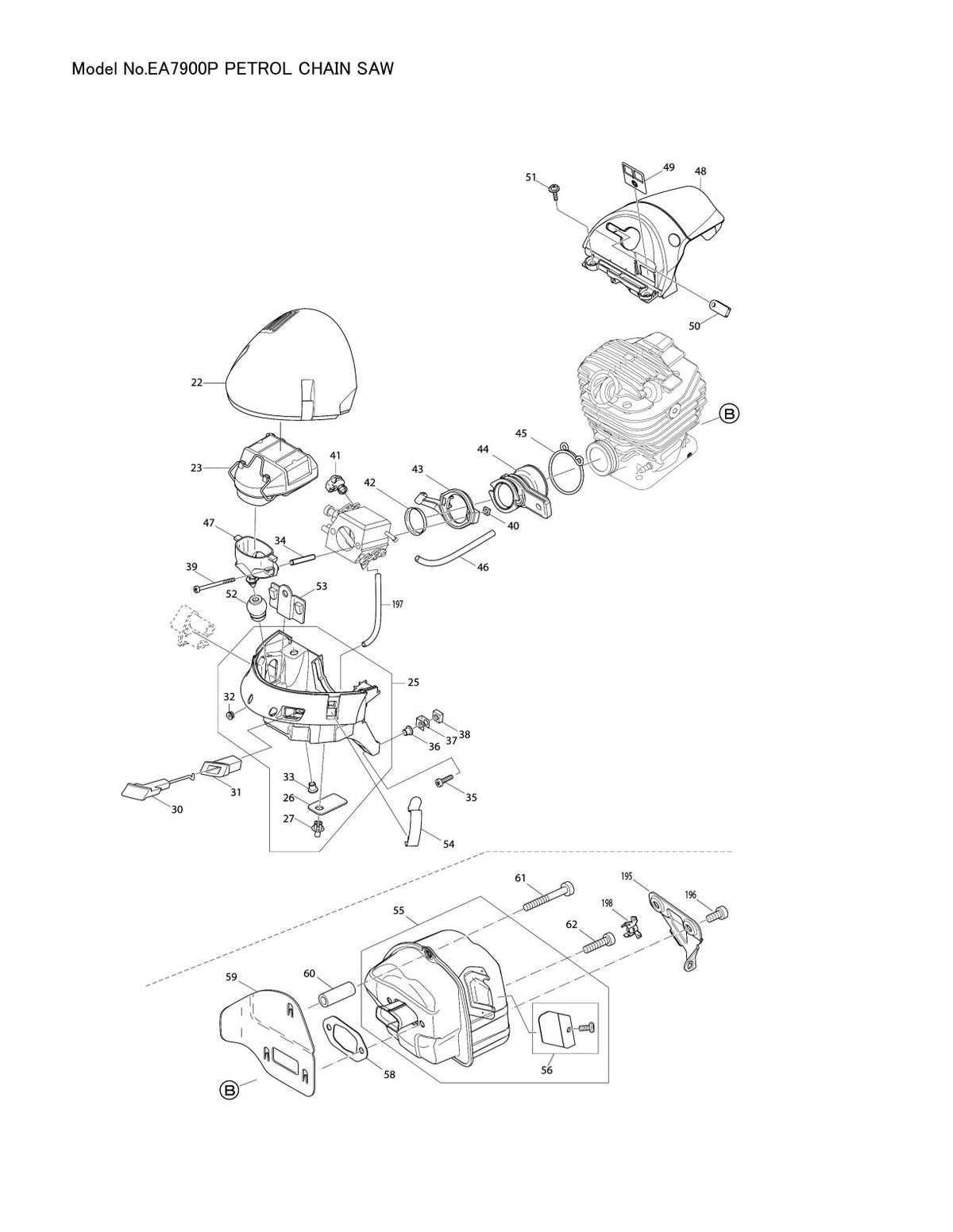 Pièces détachées tronçonneuse thermique Makita EA7900P