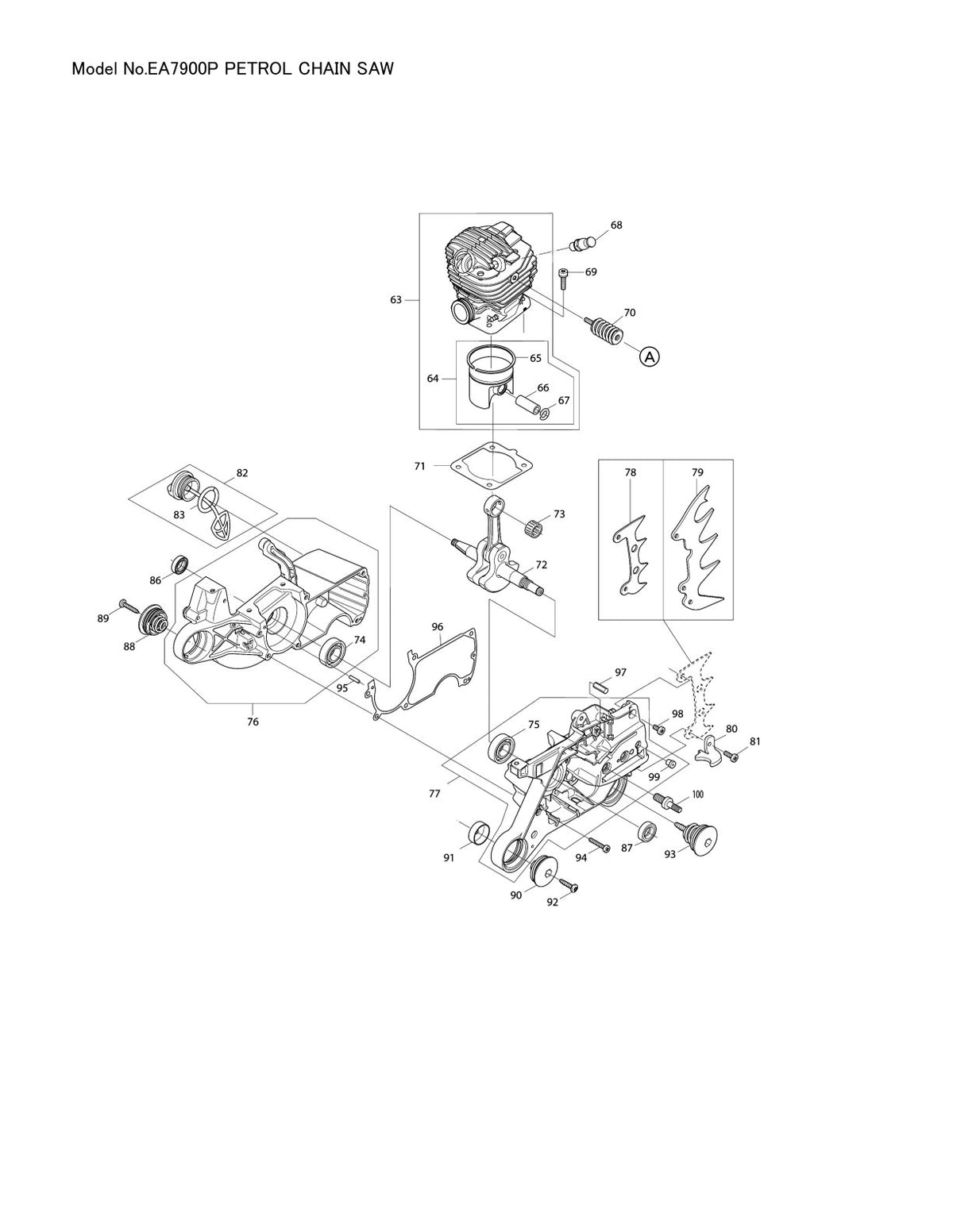 Pièces détachées tronçonneuse thermique Makita EA7900P