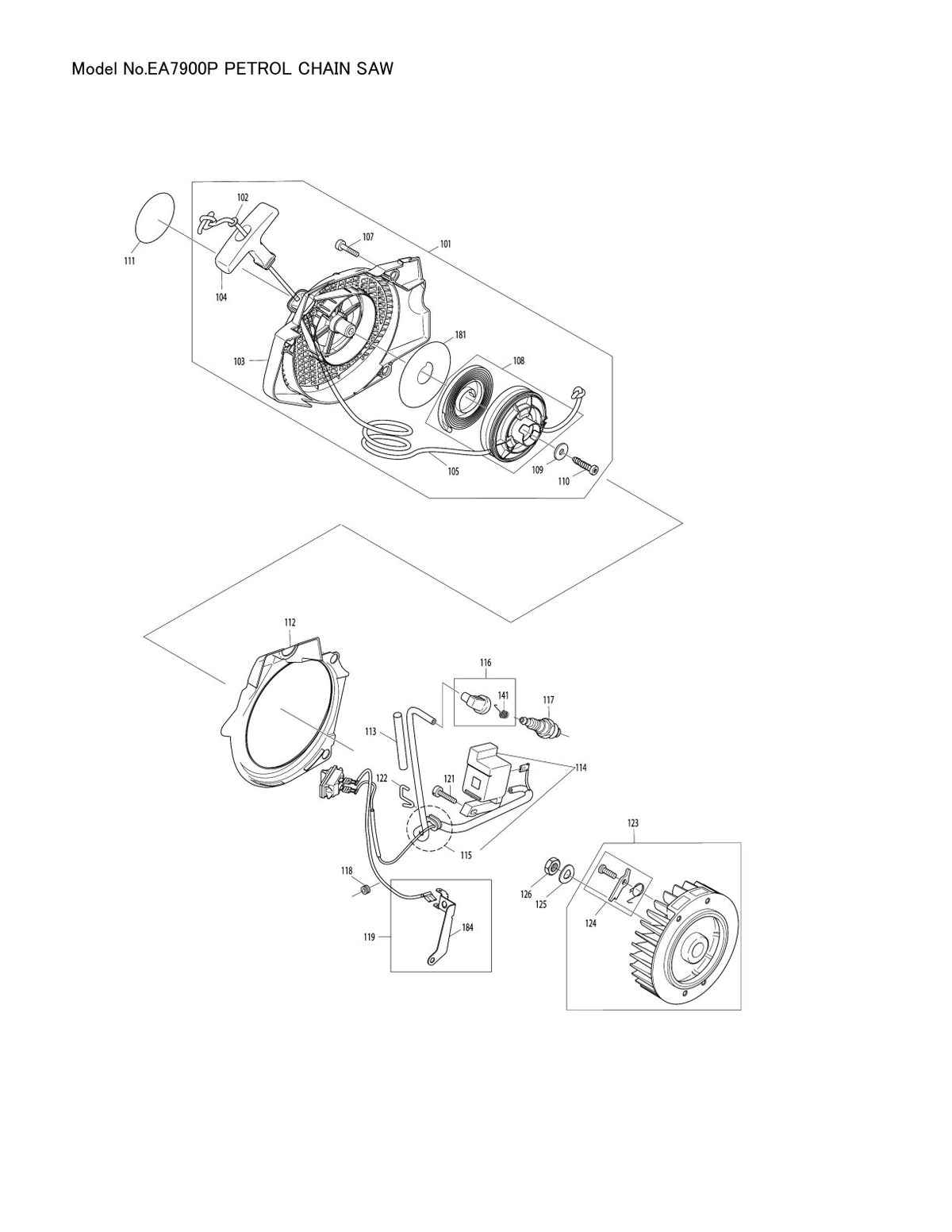 Pièces détachées tronçonneuse thermique Makita EA7900P