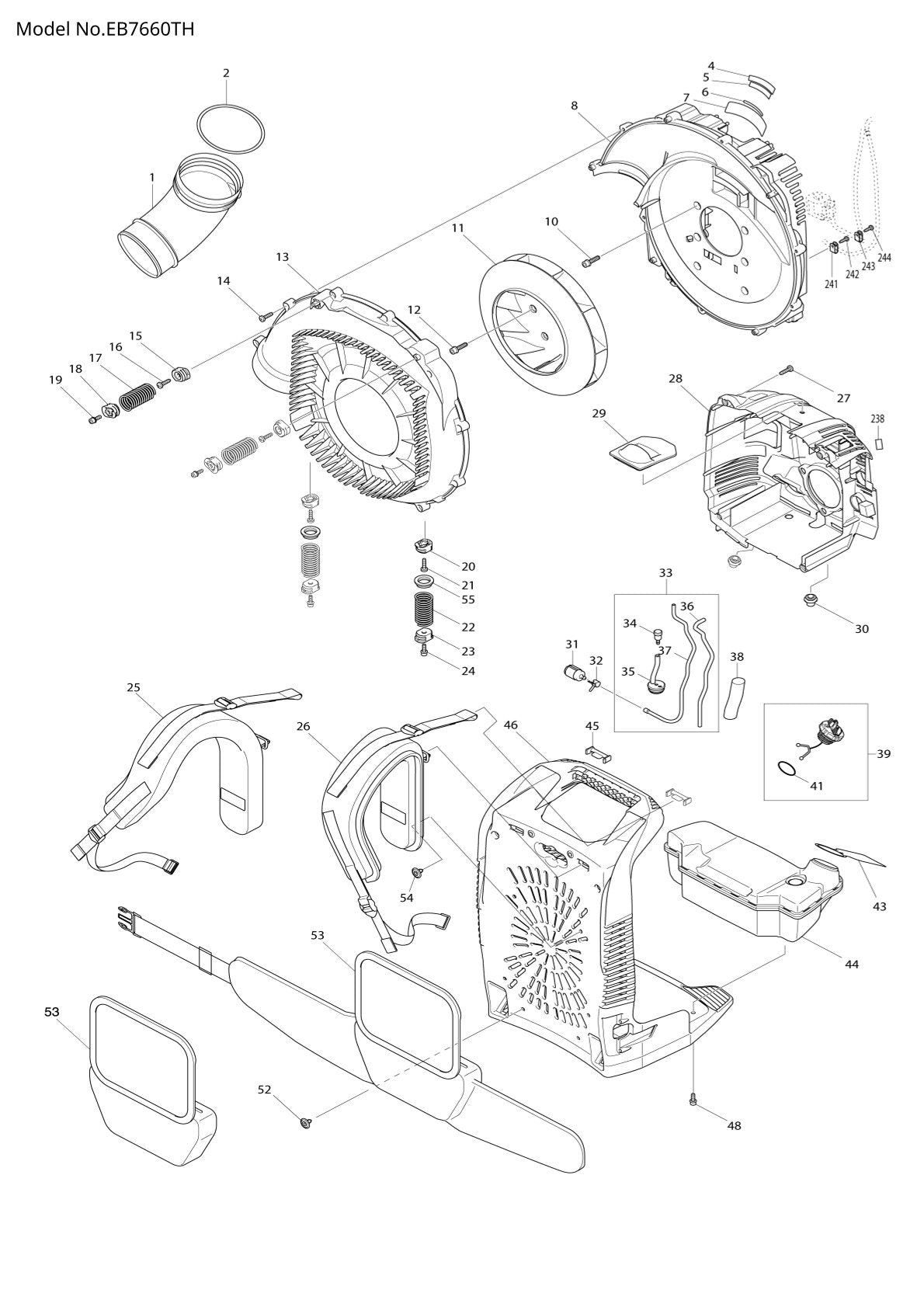 Pièces détachées souffleur thermique Makita EB7660TH