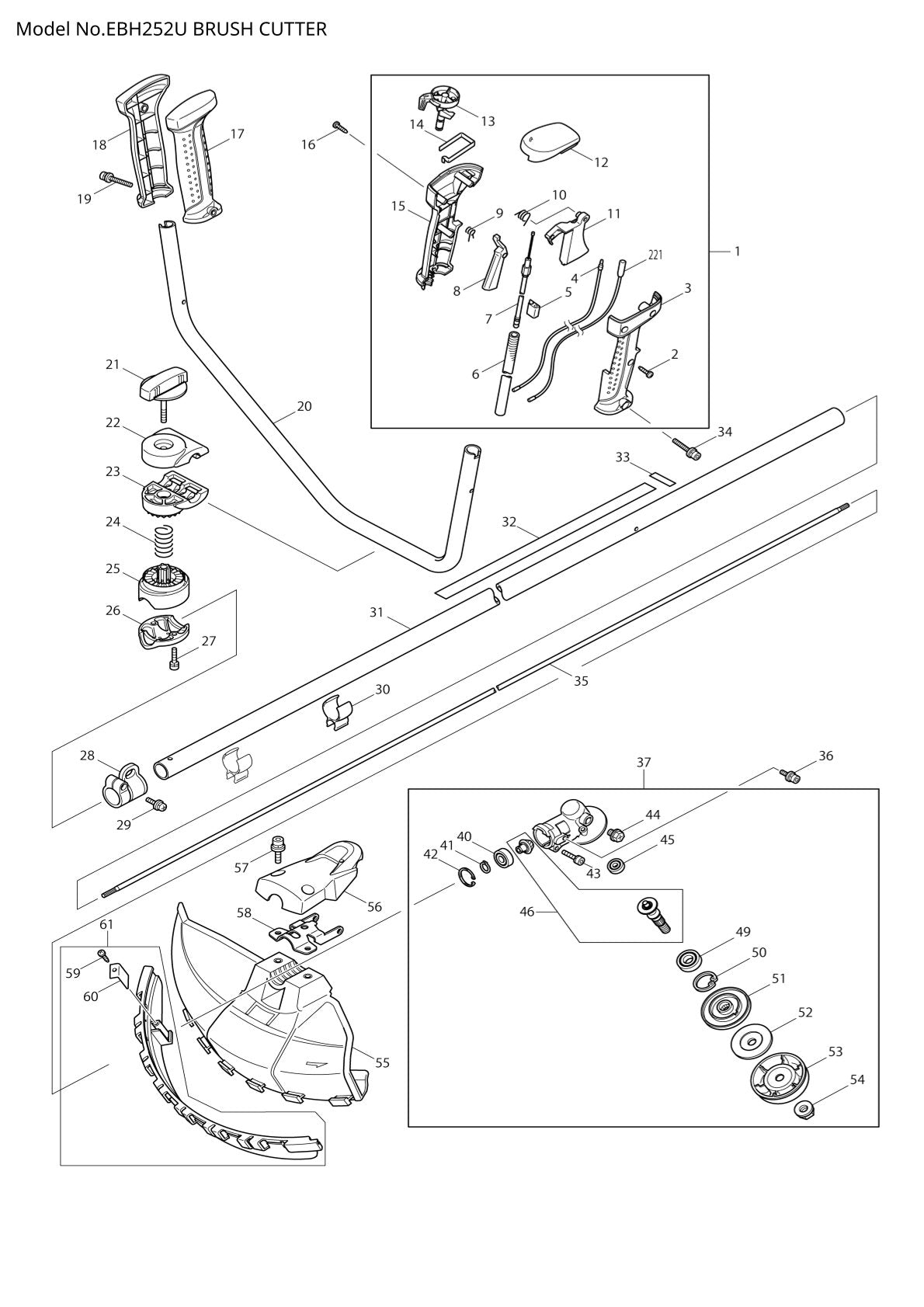 Pièces détachées débroussailleuse thermique Makita EBH252U