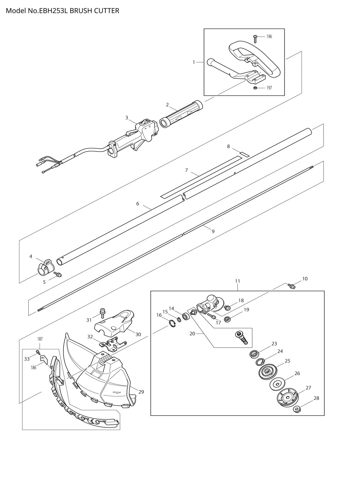 Pièces détachées débroussailleuse thermique Makita EBH253L