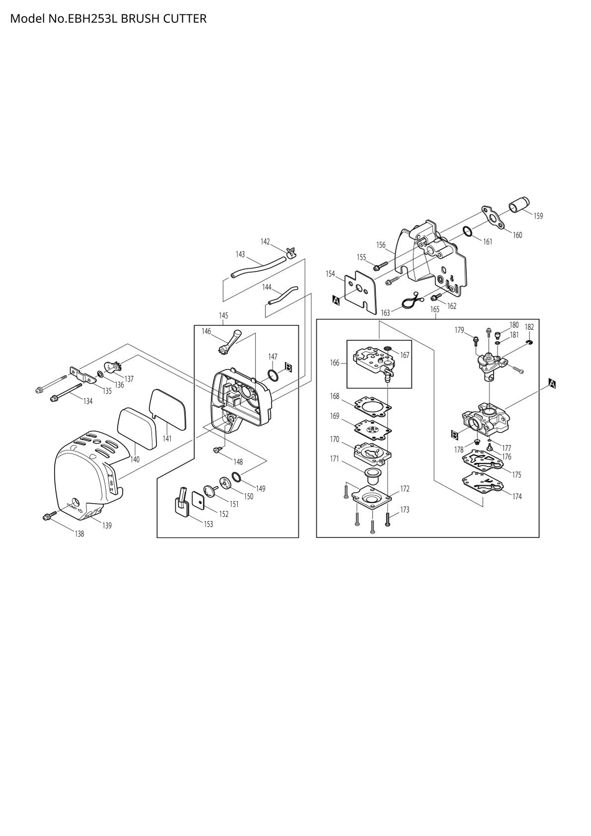 Pièces détachées débroussailleuse thermique Makita EBH253L