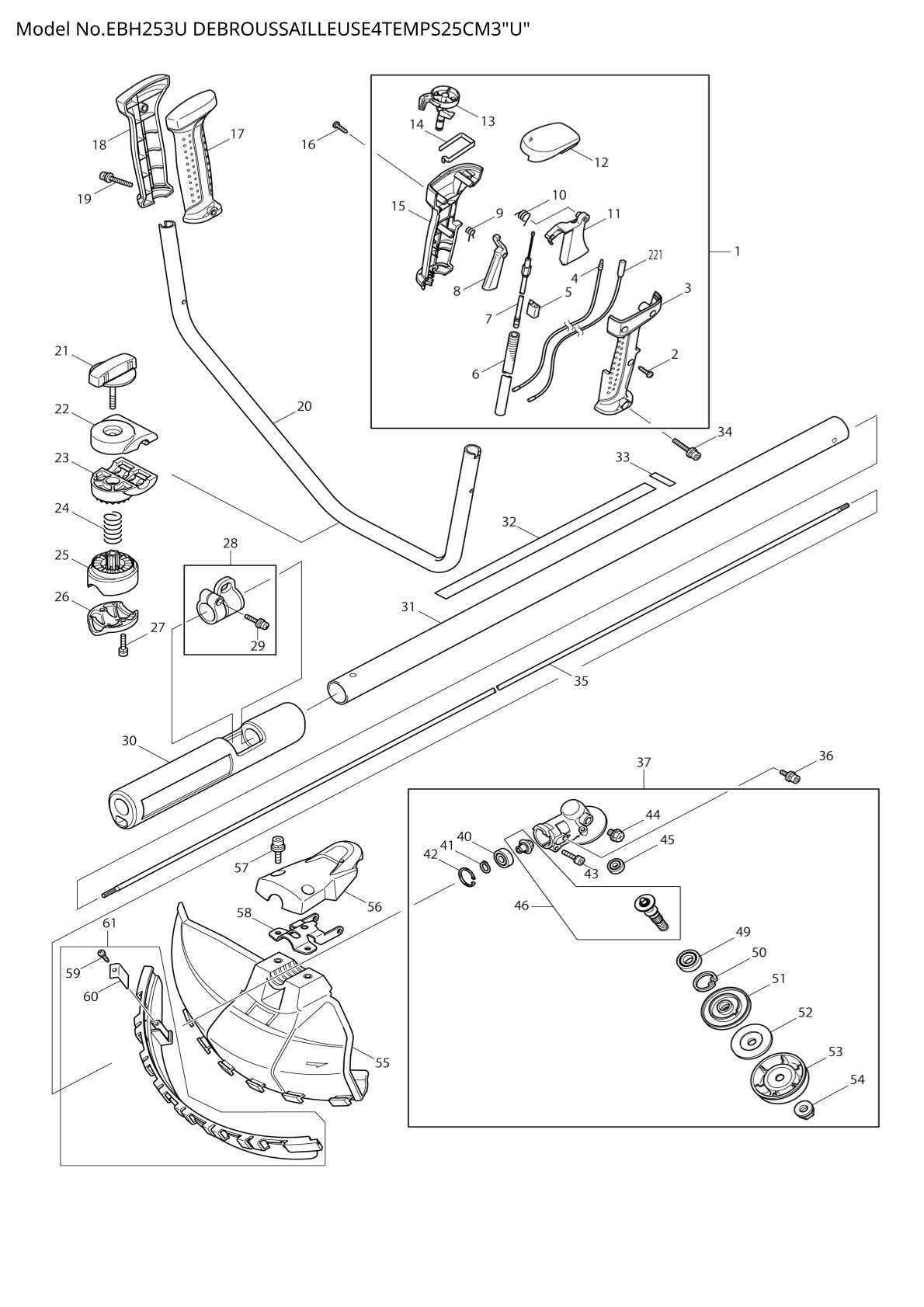 Pièces détachées débroussailleuse thermique Makita EBH253U