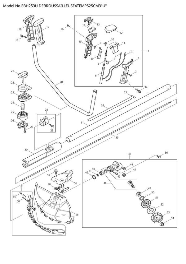 Pièces détachées débroussailleuse thermique Makita EBH253U