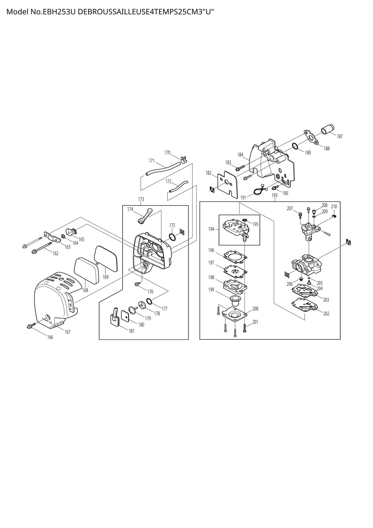 Pièces détachées débroussailleuse thermique Makita EBH253U