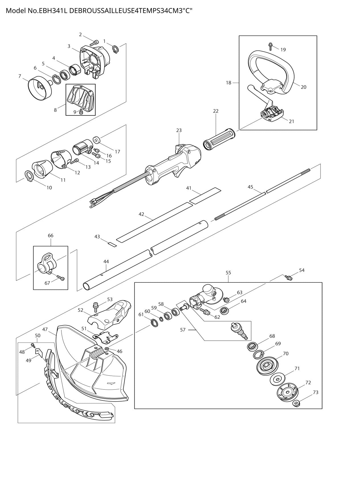 Pièces détachées débroussailleuse thermique Makita EBH341L
