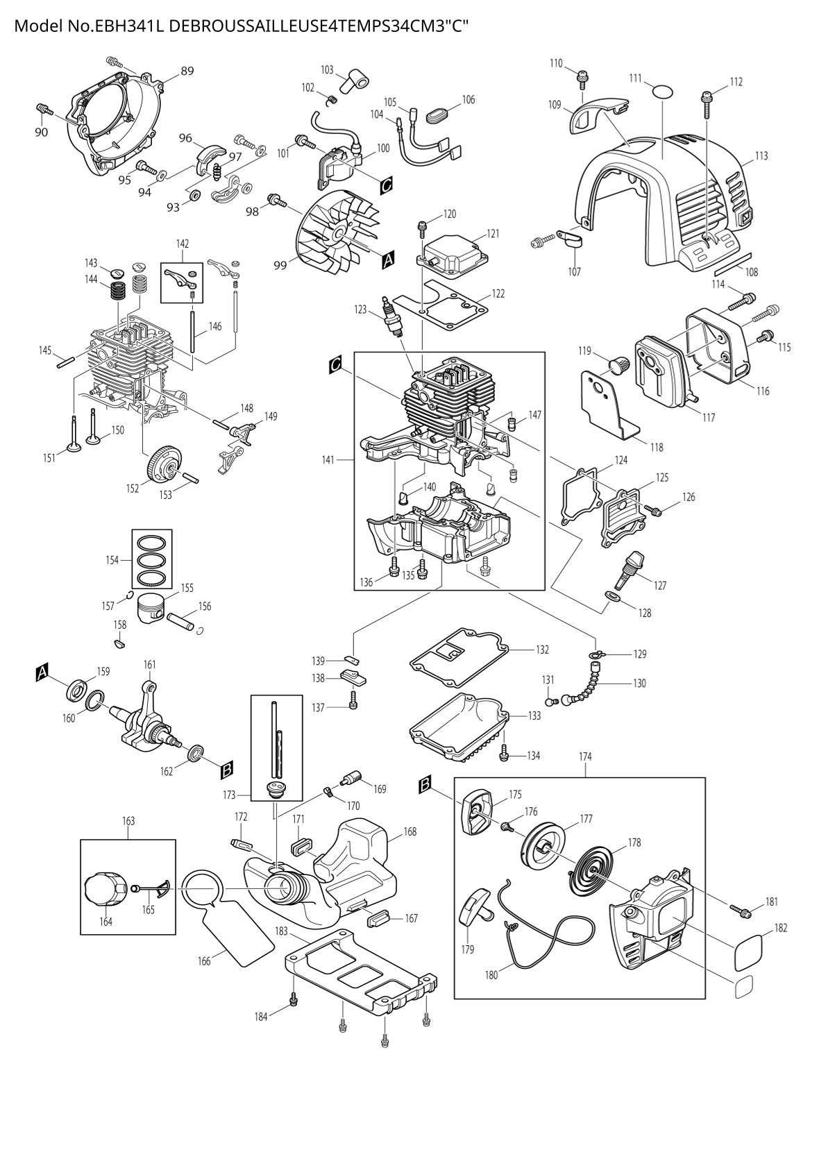 Pièces détachées débroussailleuse thermique Makita EBH341L