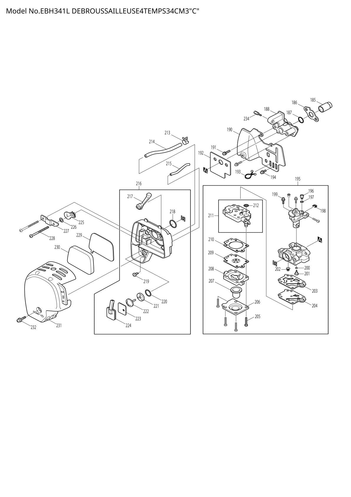 Pièces détachées débroussailleuse thermique Makita EBH341L