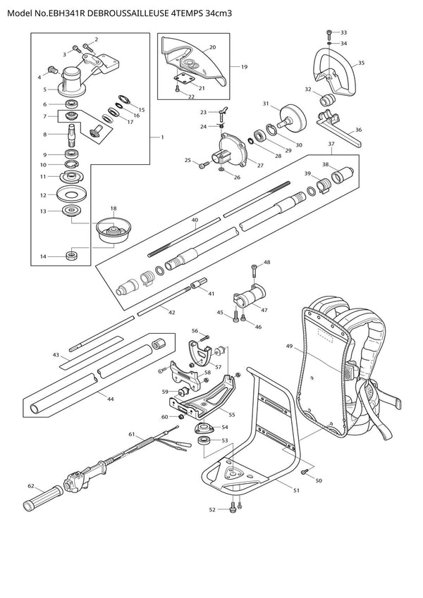 Pièces détachées débroussailleuse thermique Makita EBH341R