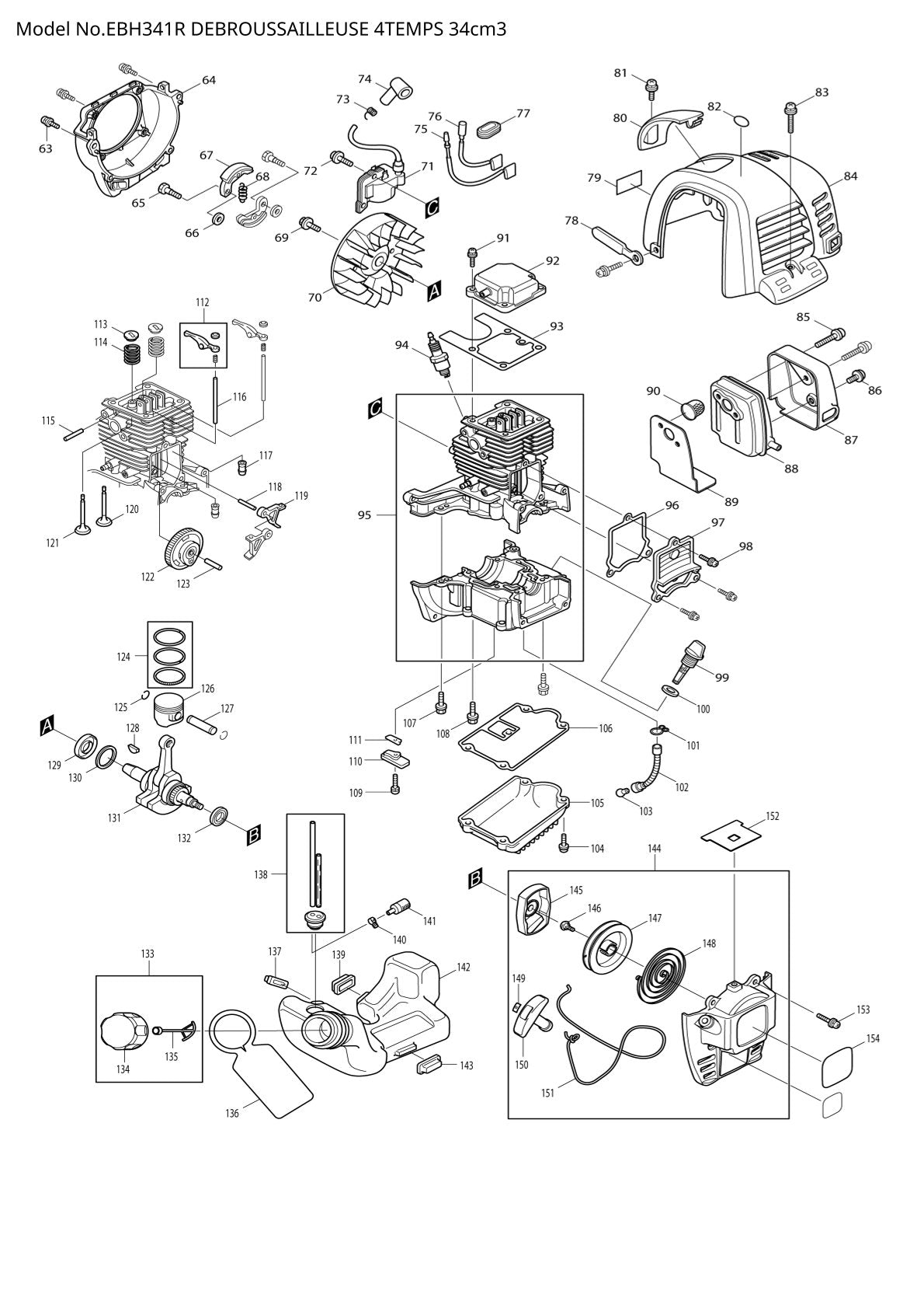 Pièces détachées débroussailleuse thermique Makita EBH341R