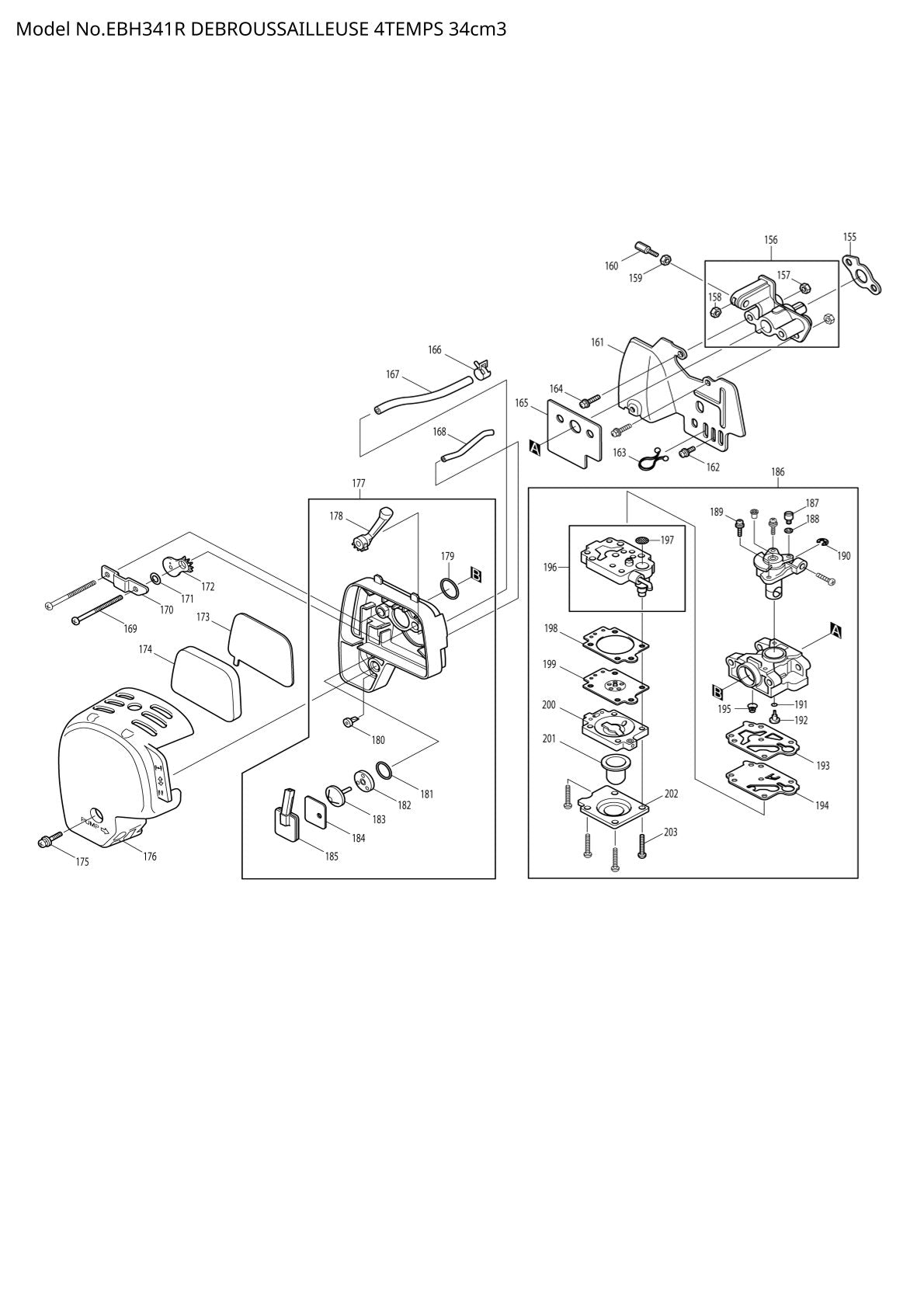 Pièces détachées débroussailleuse thermique Makita EBH341R