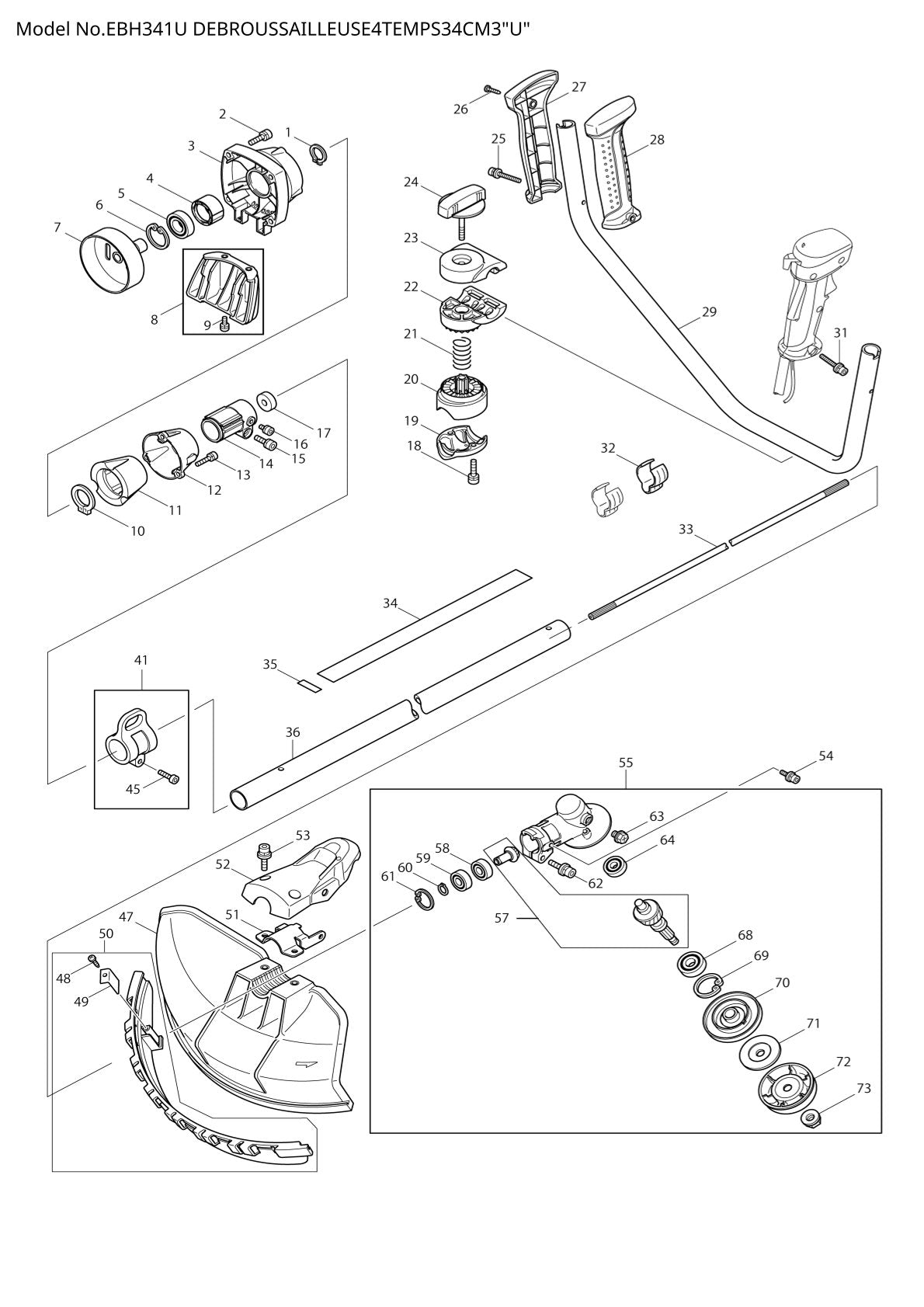 Pièces détachées débroussailleuse thermique Makita EBH341U