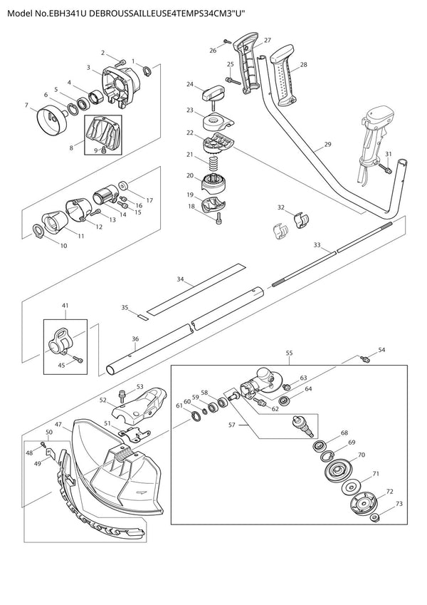 Pièces détachées débroussailleuse thermique Makita EBH341U
