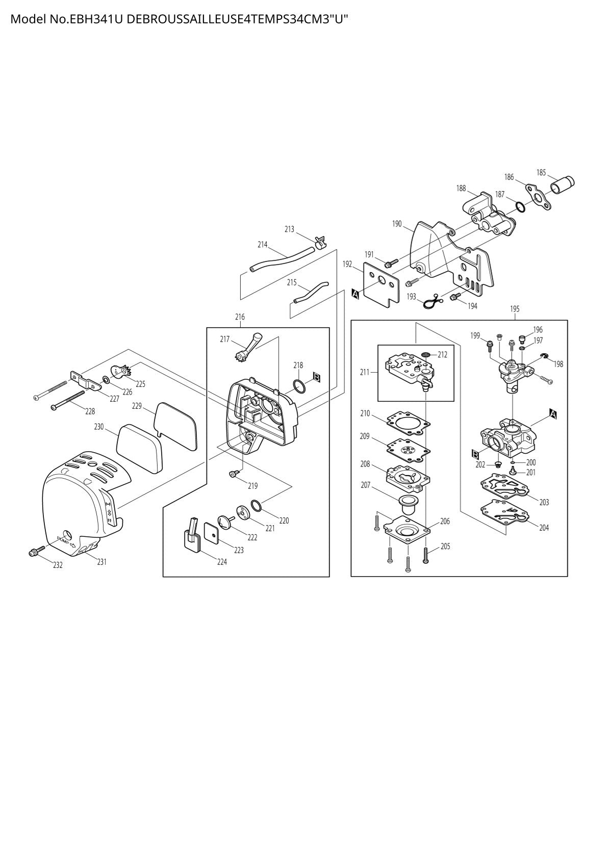 Pièces détachées débroussailleuse thermique Makita EBH341U