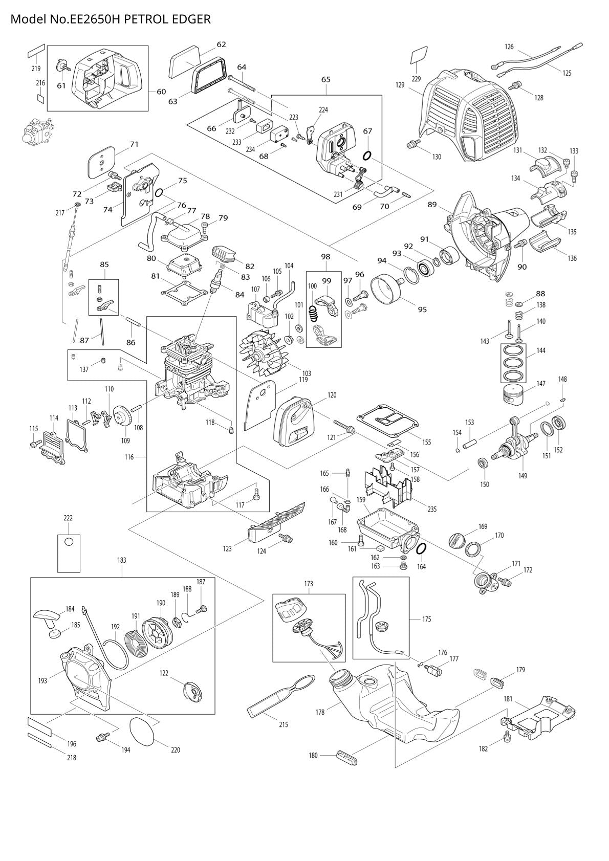 Pièces détachées débroussailleuse thermique Makita EE2650H