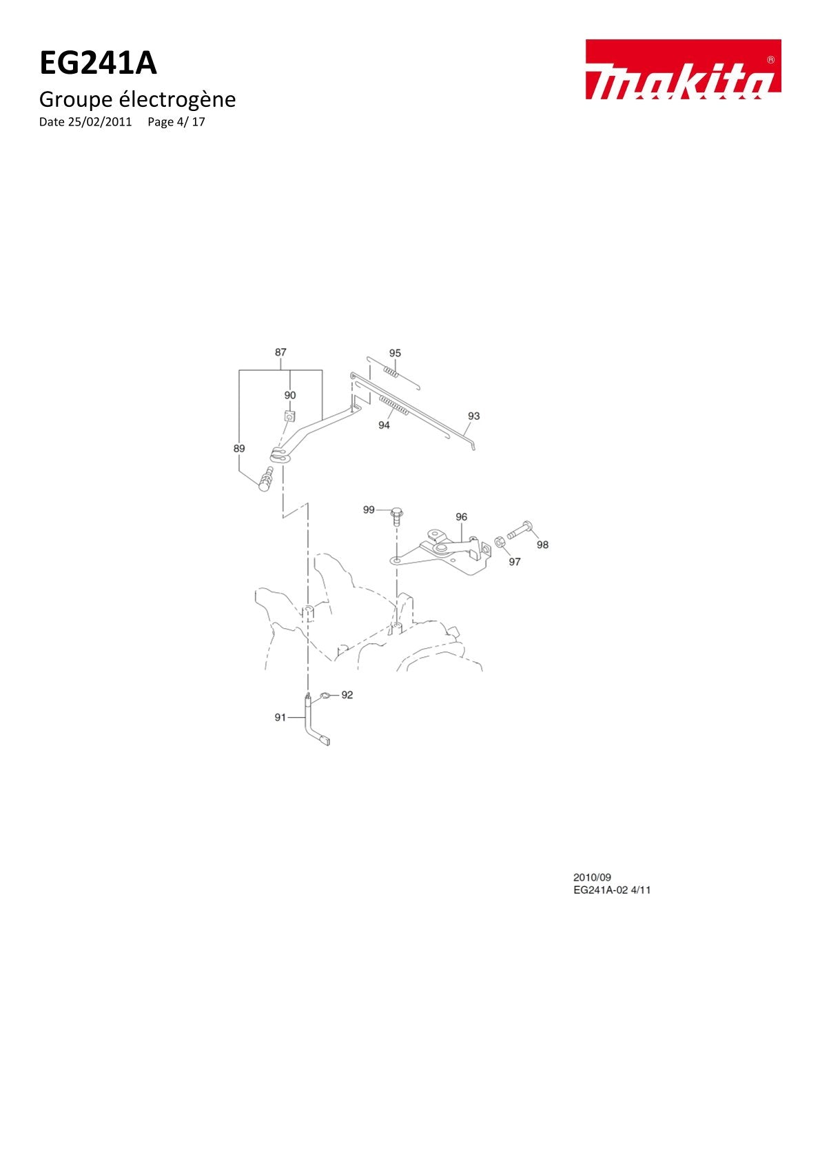 Pièces détachées groupe électrogène Makita EG241A