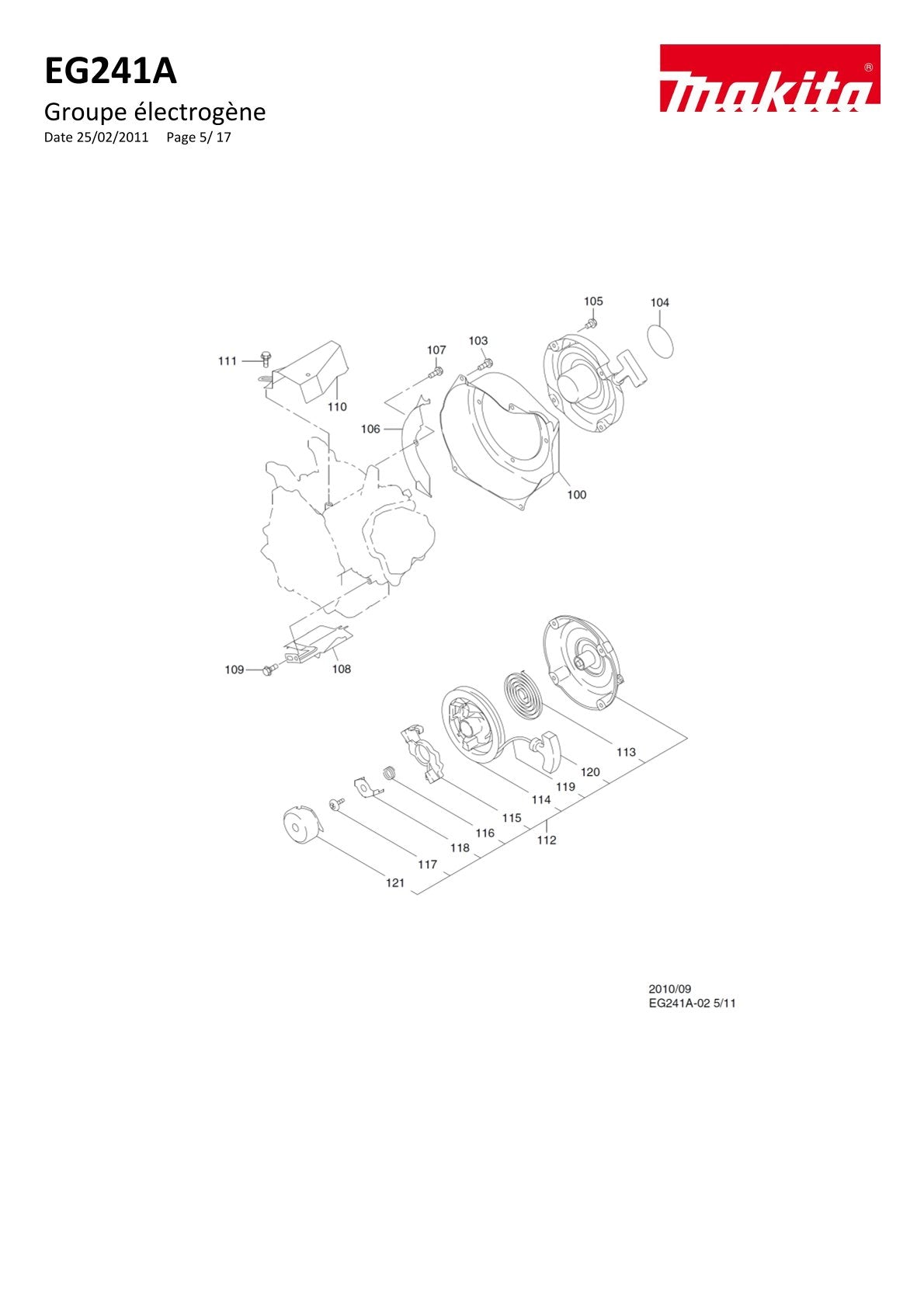 Pièces détachées groupe électrogène Makita EG241A