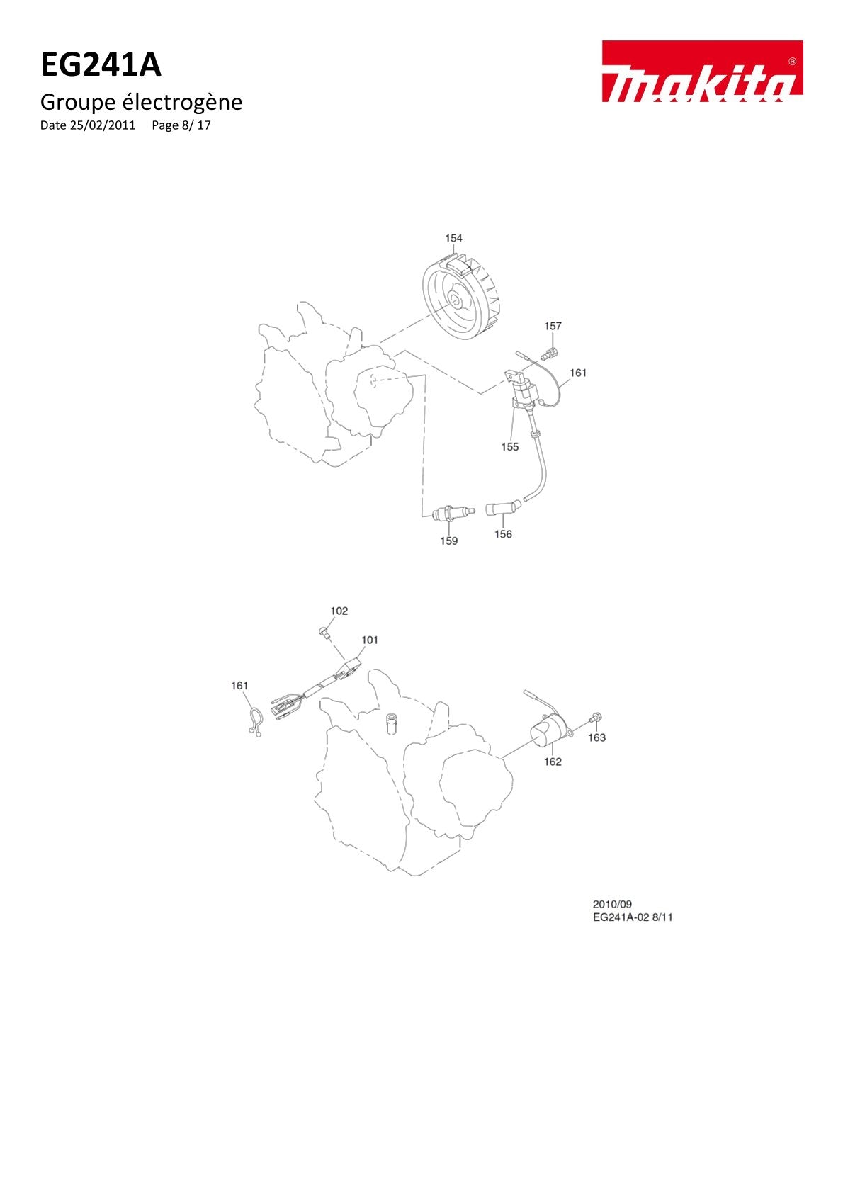 Pièces détachées groupe électrogène Makita EG241A