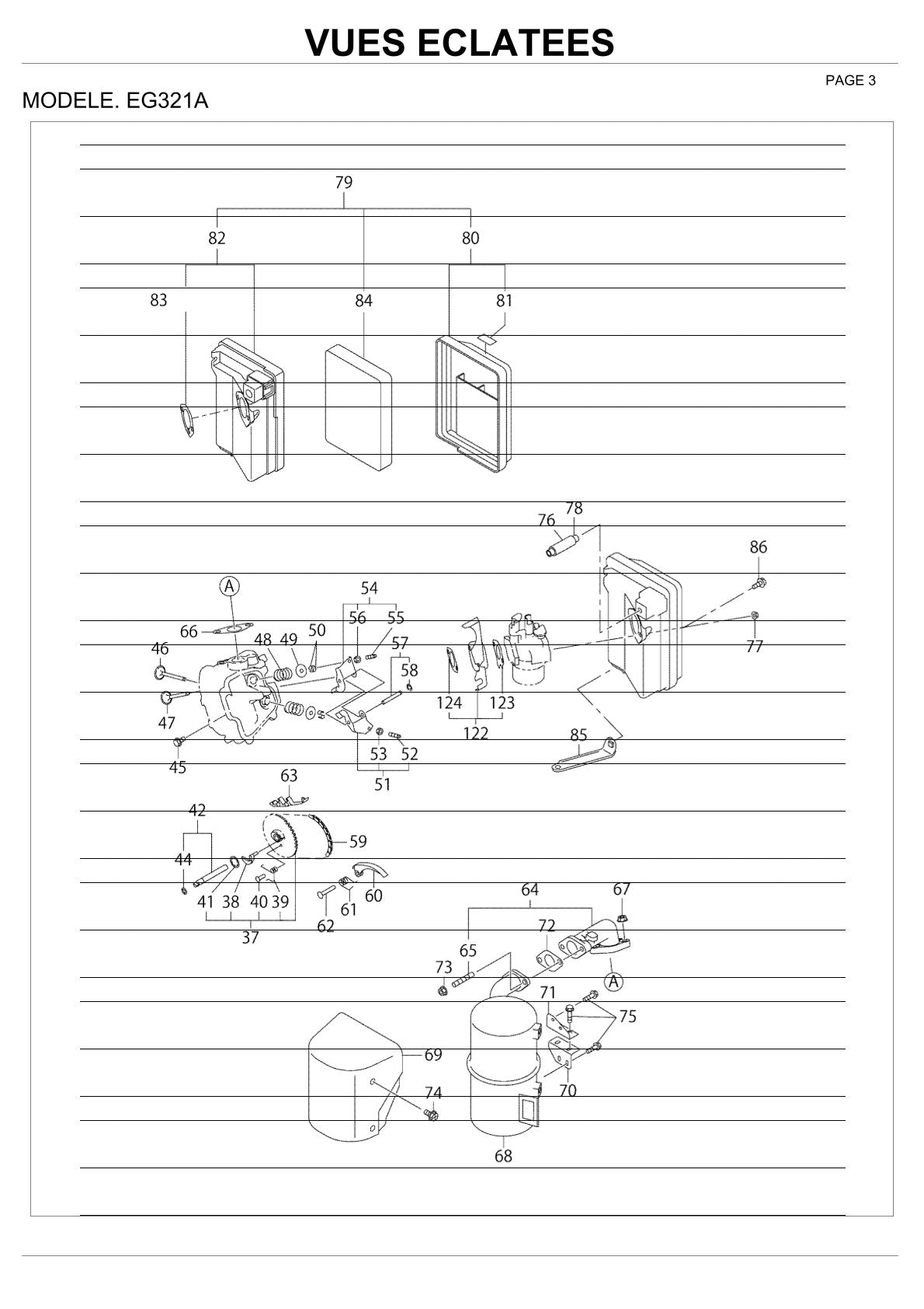 Pièces détachées groupe électrogène Makita EG321A