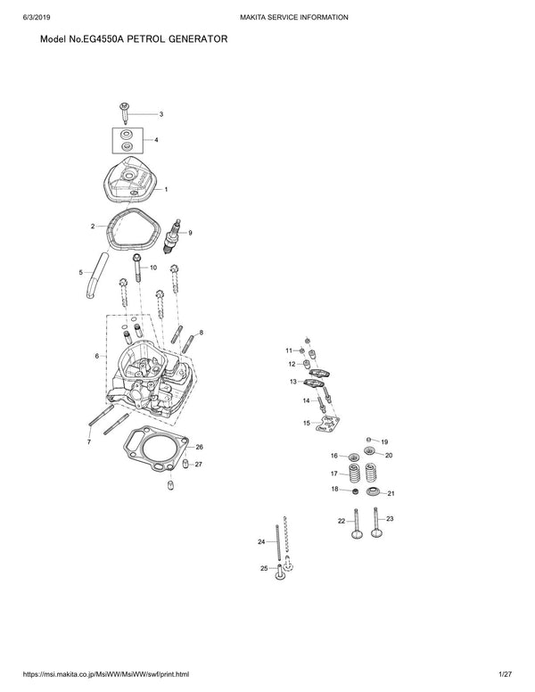 Pièces détachées groupe électrogène Makita EG4550A