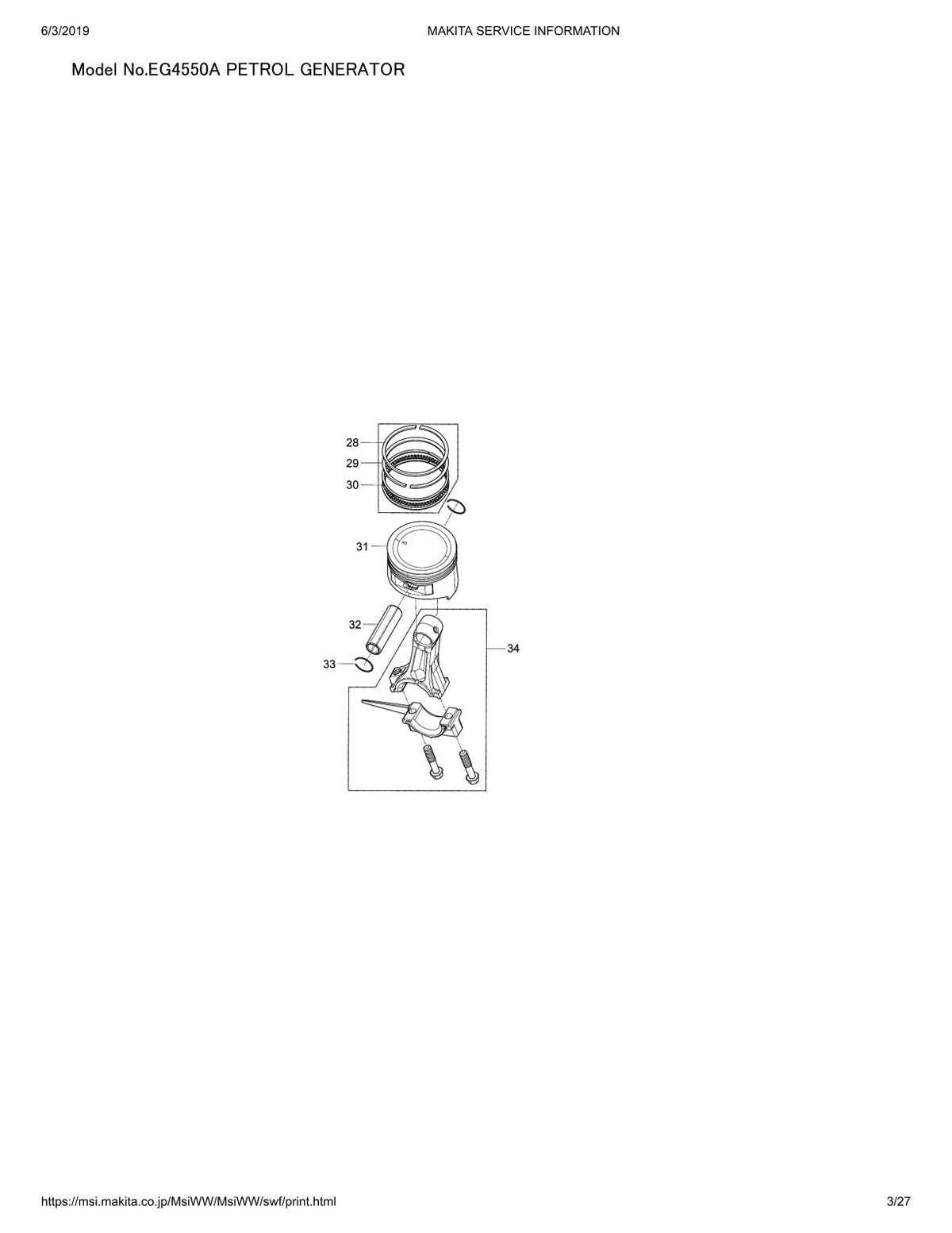 Pièces détachées groupe électrogène Makita EG4550A