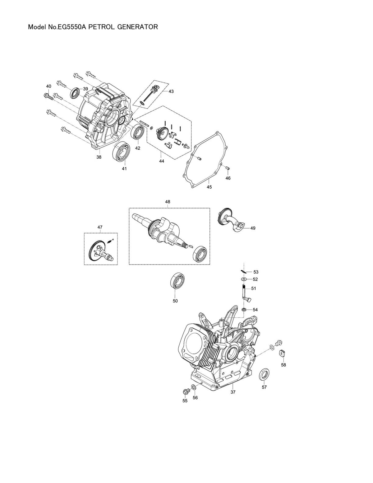 Pièces détachées groupe électrogène Makita EG5550A