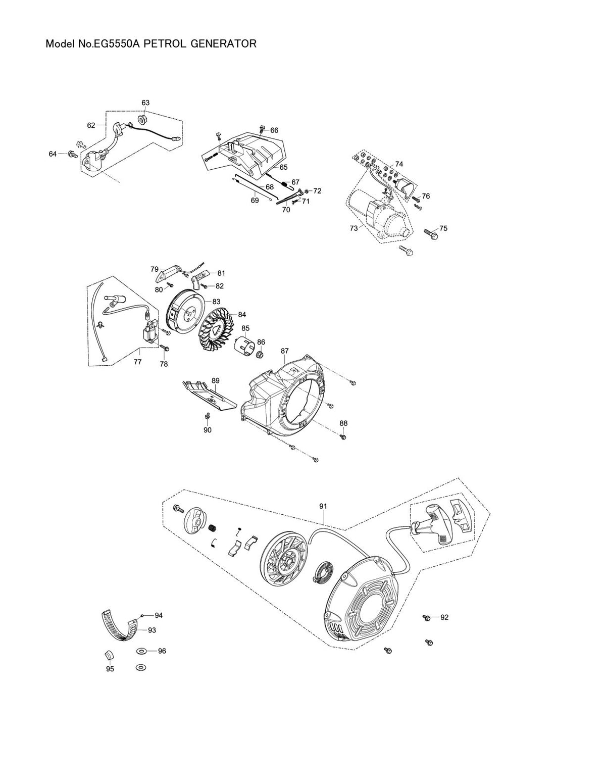 Pièces détachées groupe électrogène Makita EG5550A