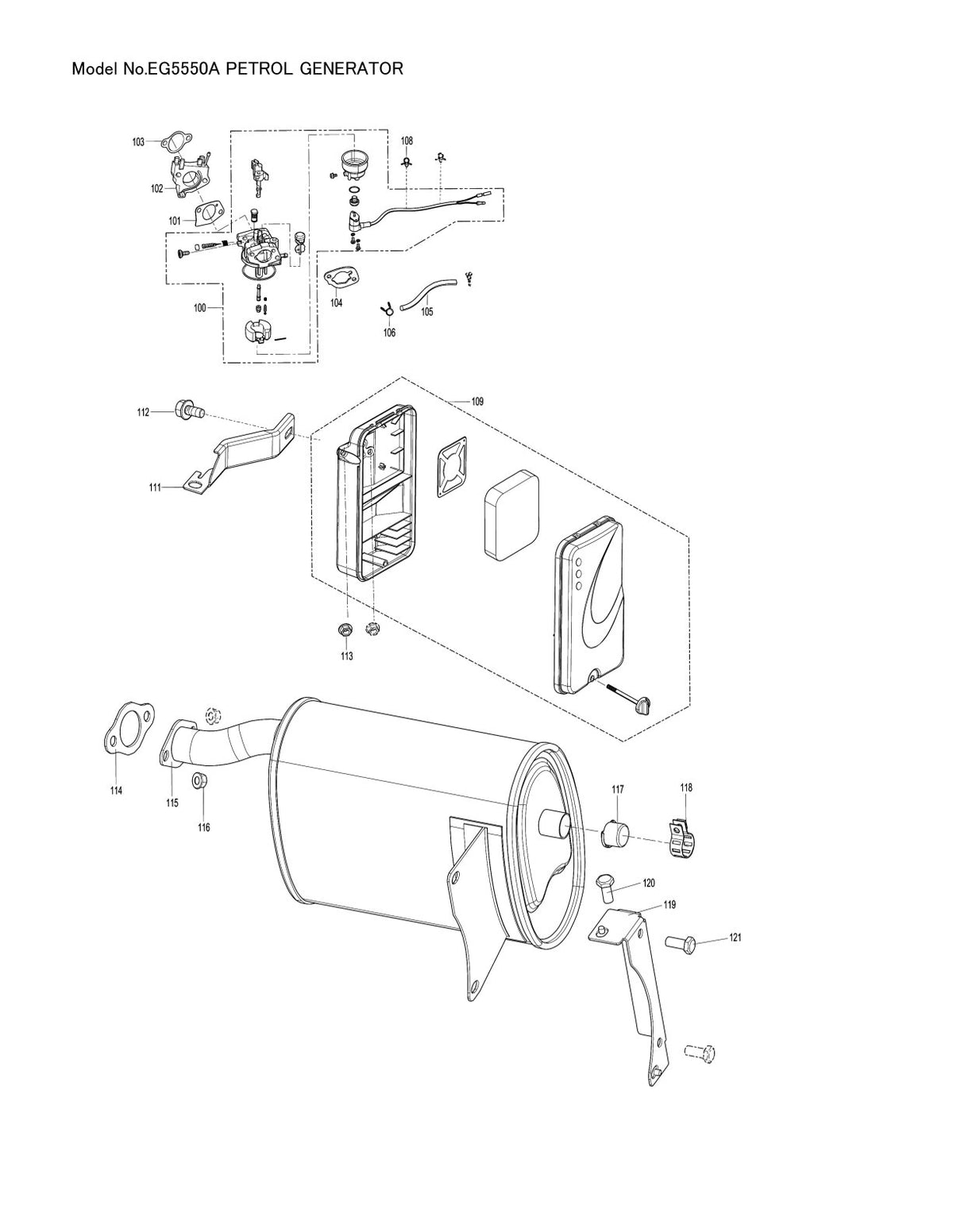Pièces détachées groupe électrogène Makita EG5550A