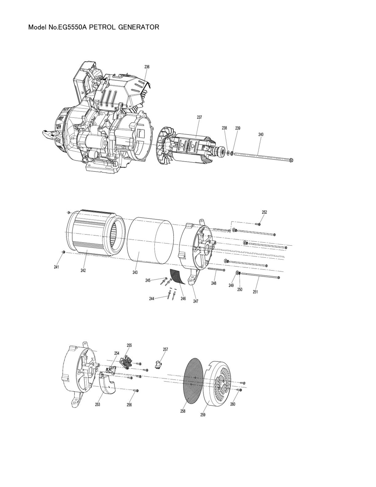 Pièces détachées groupe électrogène Makita EG5550A