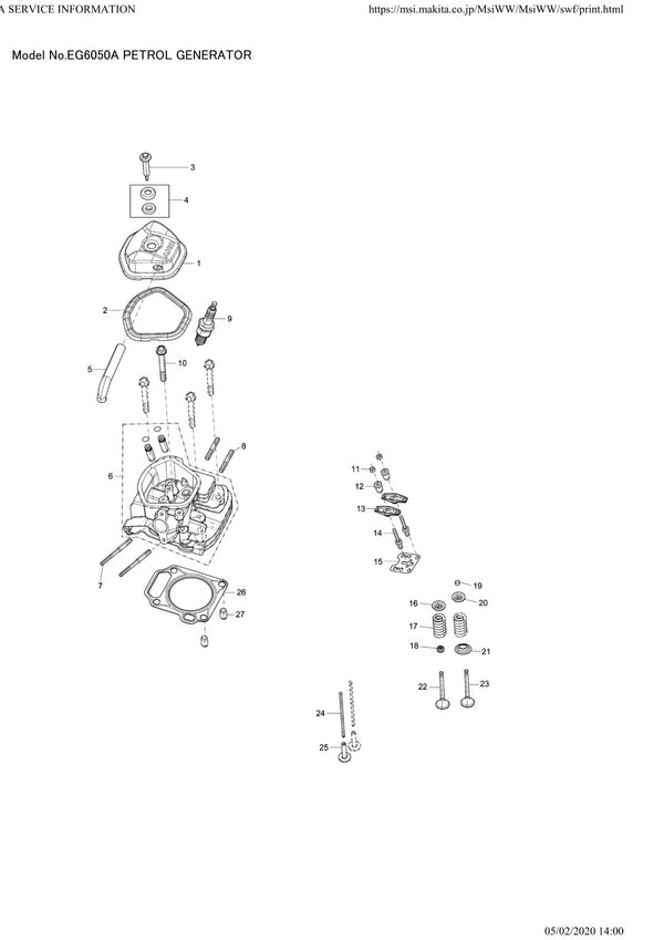 Pièces détachées groupe électrogène Makita EG6050A