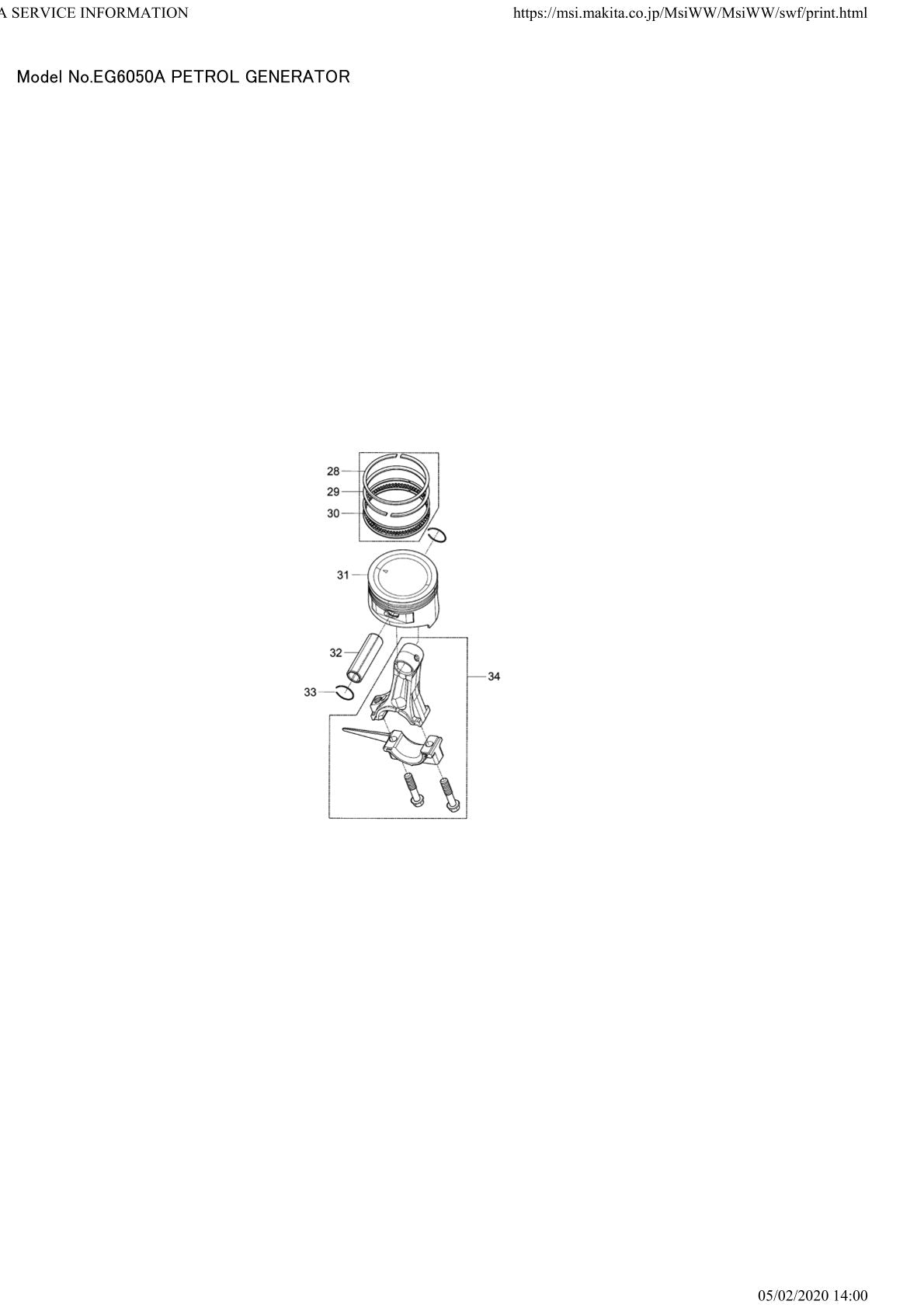 Pièces détachées groupe électrogène Makita EG6050A