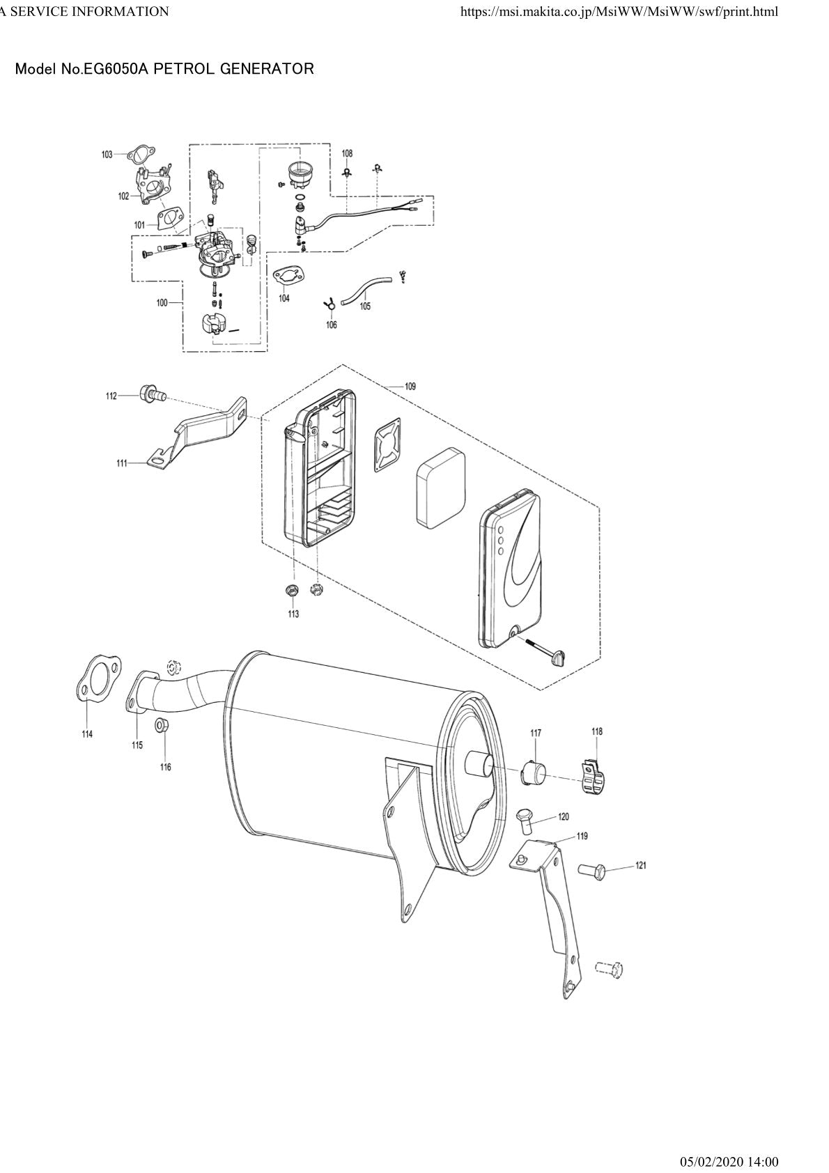 Pièces détachées groupe électrogène Makita EG6050A