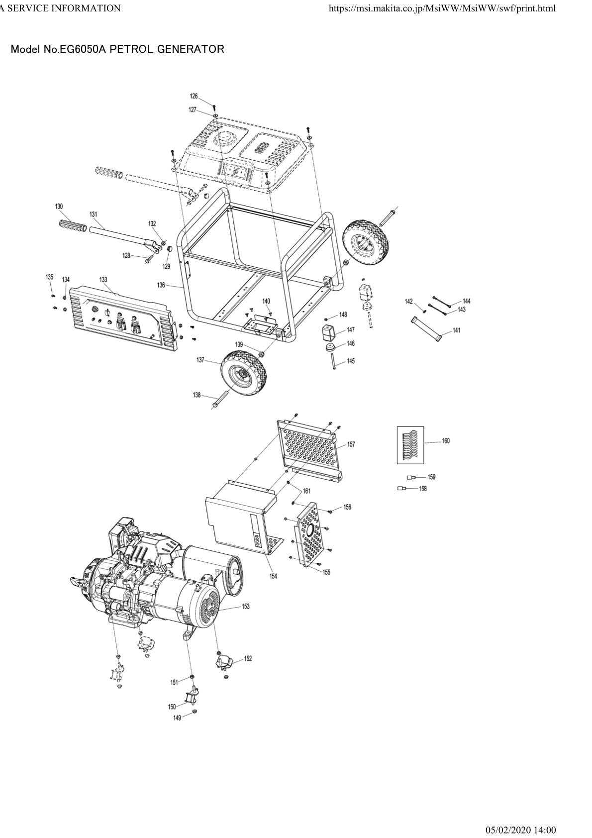 Pièces détachées groupe électrogène Makita EG6050A
