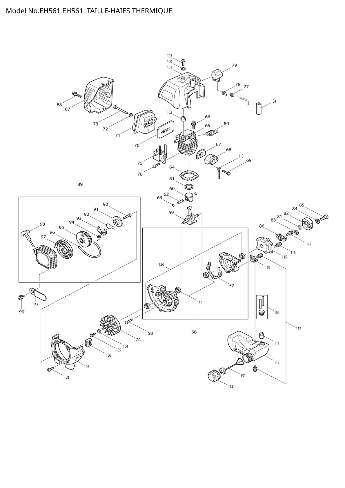 Pièces détachées taille-haie thermique Makita EH561