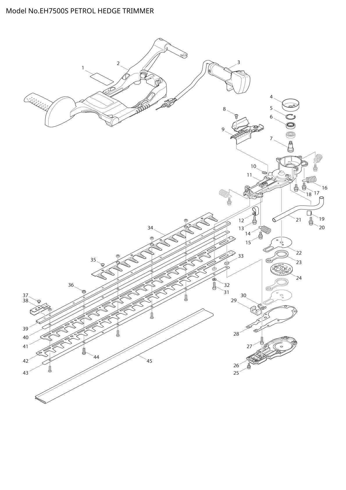 Pièces détachées taille-haie thermique Makita EH7500S