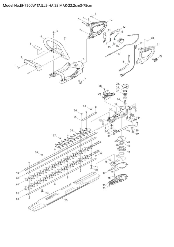 Pièces détachées taille-haie thermique Makita EH7500W