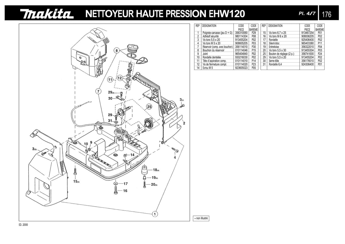 Pièces détachées motopompe Makita EHW120