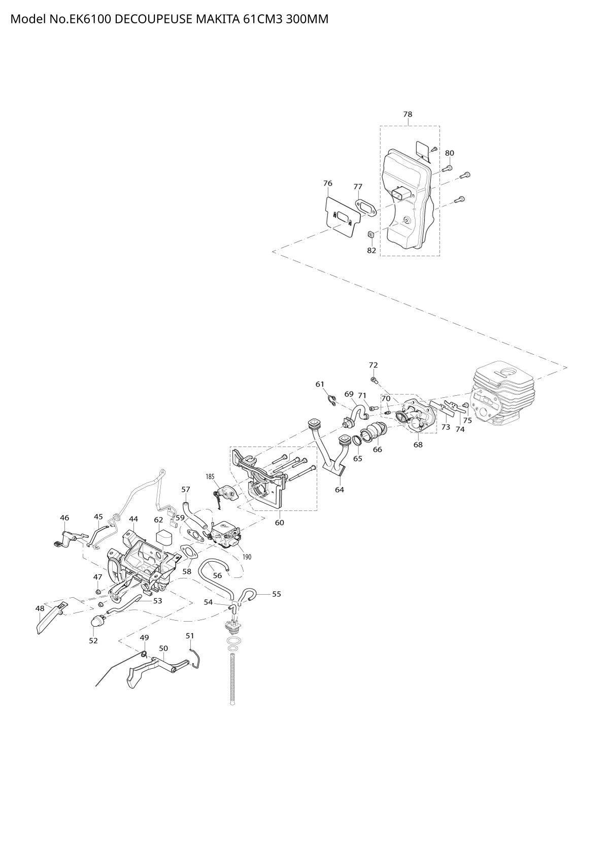 Pièces détachées tronçonneuse thermique Makita EK6100