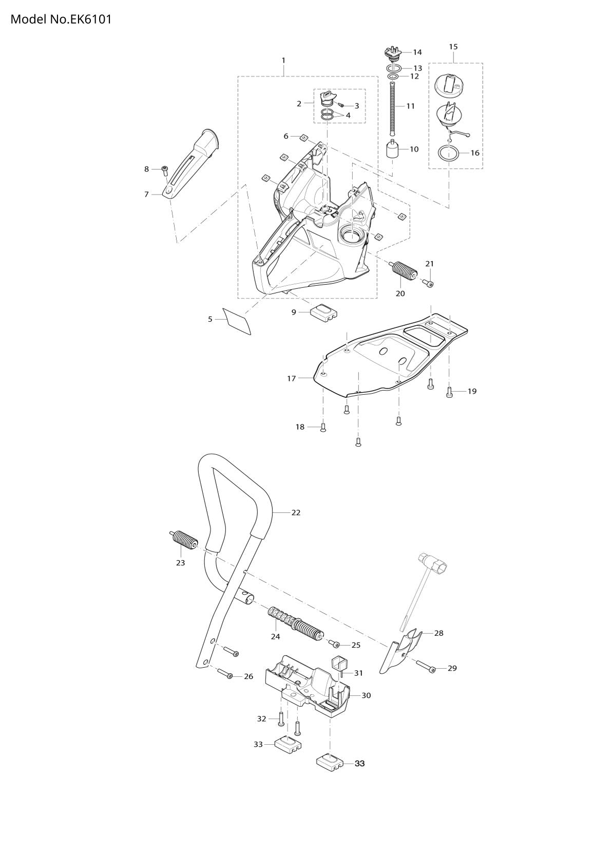 Pièces détachées tronçonneuse thermique Makita EK6101